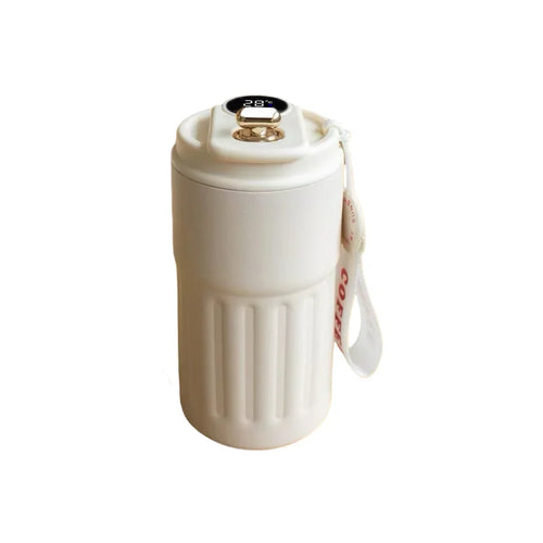 Botella térmica de 450 ml con pantalla inteligente de temperatura, taza de vacío de acero inoxidable 316, taza de café para oficina, taza térmica portátil. - Color: Creamy-white, Capacidad: 401-500 ml